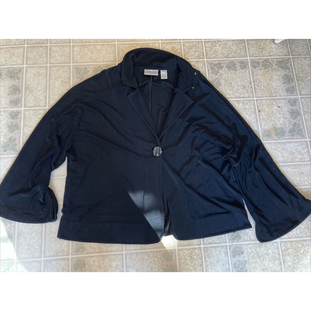 Chico's Travelers Black no wrinkle one button cardigan jacket Size XL 3